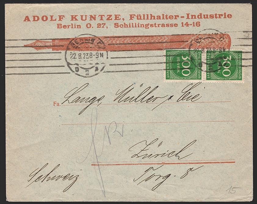 Deutschland, Deutsches Reich, Freimarken, Nr.270 2x als Mehrfachfrankatur auf Auslandsdrucksache nach Zürich , BERLIN 22.8.1923