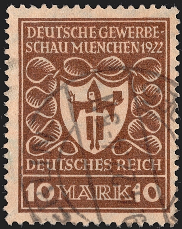 Deutschland, Deutsches Reich, Gewerbeschau, Nr.203b, 10 Mark, lilabraun, gestempelt BERLIN, signiert