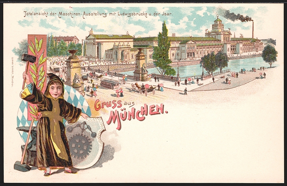 Deutschland, Lithographien, Gruss aus MÜNCHEN, 2 Bilder, um 1900, nicht gelaufen