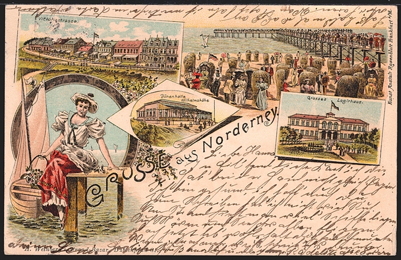 Deutschland, Lithographien, Gruss aus NORDERNEY, 5 Bilder, 1896