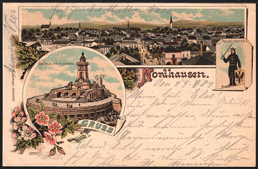 Deutschland, Lithographien, Gruss aus NORDHAUSEN, 3 Bilder, 1904