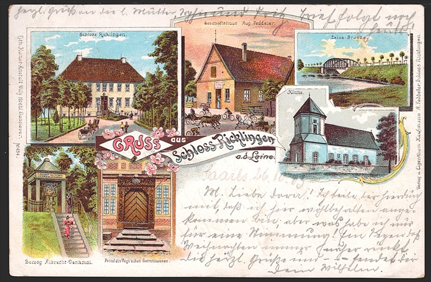 Deutschland, Lithographien, Gruss aus SCHLOSS RICKLINGEN, 6 Bilder, 1903