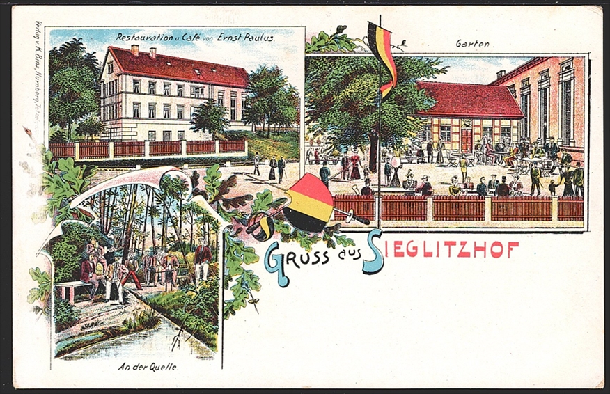 Deutschland, Lithographien, Gruss aus SIEGLITZHOF, 3 Bilder, um 1900