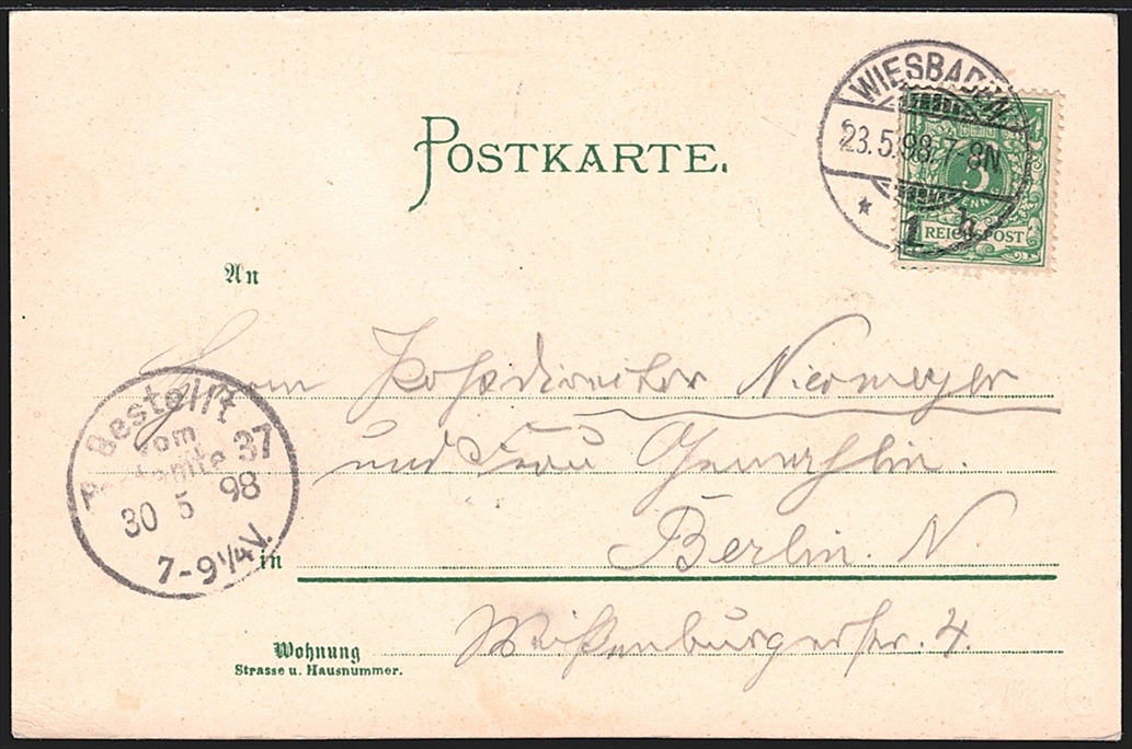 Deutschland, Lithographien, Gruss aus WIESBDEN Luftkurort NEROBERG, 4 Bilder, 1898 – Bild 2