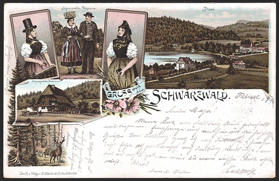 Deutschland, Lithographien, Gruss aus dem SCHWARZWALD, 6 Bilder, 1896