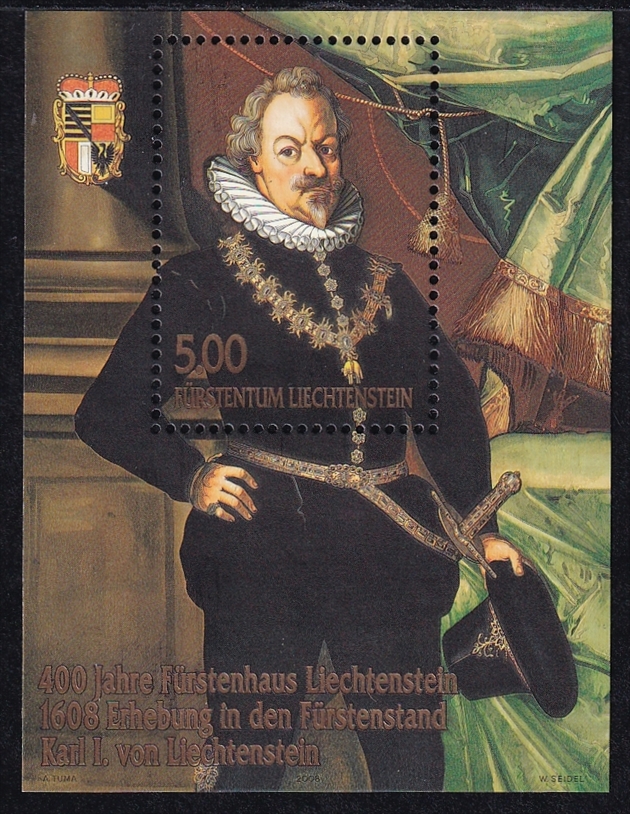 Liechtenstein 2008 "400 J. Fürstenhaus" Block 18 CHF 5.00 postfrisch ** - frankaturgültig FL