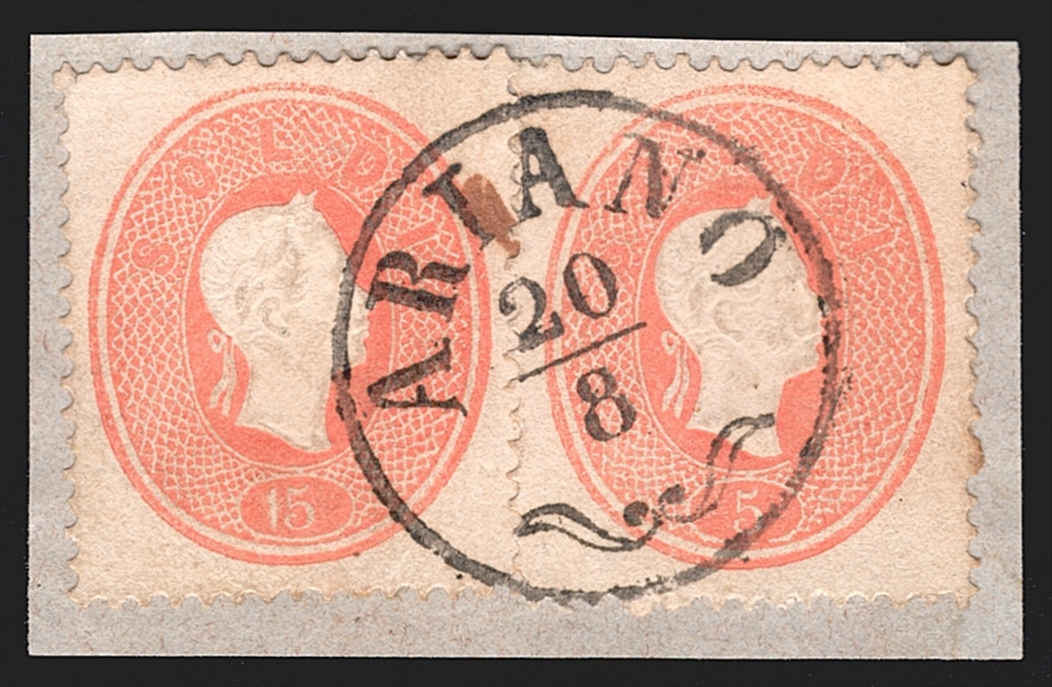 Österreich 1861/62 - 2 Stück 5 Soldi ANK Nr. LV 12 gestempelt ARIANO