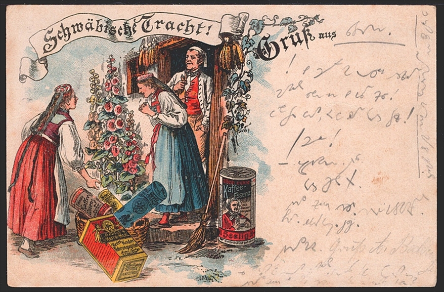 Deutschland, Lithographien, SCHWÄBISCHE TRACHT Gruss aus, 1 Bild, 1897