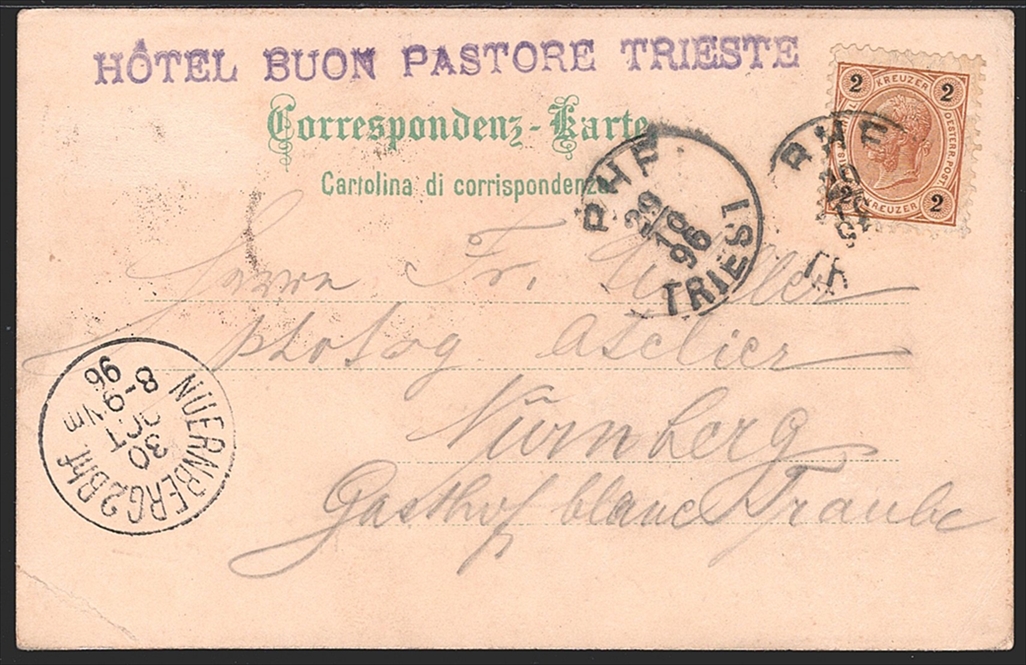 Lithographien, Diverse ehemalige Österreichische Gebiete, Gruss aus TRIEST, 3 Bilder, 1896 – Bild 2