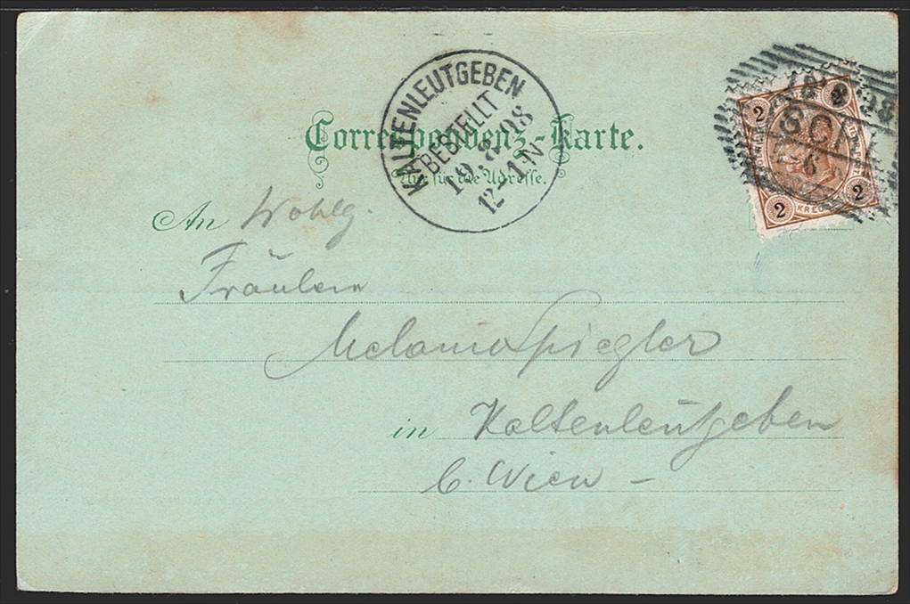 Lithographien, Oberösterreich, Gruss v. ISCHLER Sofien Doppelblick, 2 Bilder, 1898 – Bild 2