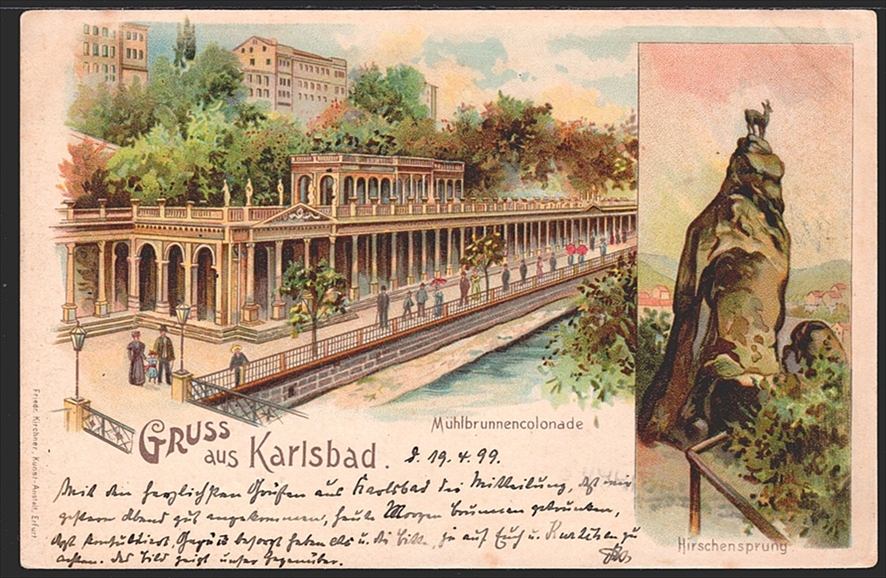 Lithographien, Österreich, Böhmen, Gruss aus KARLSBAD, 2 Bilder, 1899