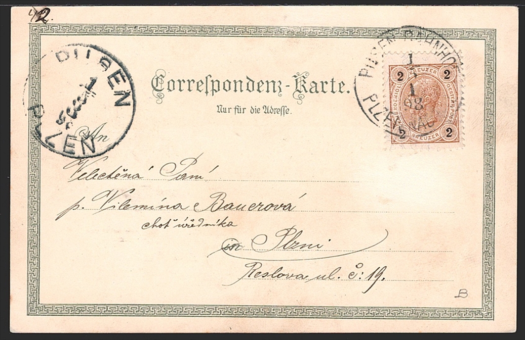 Lithographien, Österreich, Böhmen, Gruss aus PETERSBURG Saaz, 4 Bilder, 1898 – Bild 2