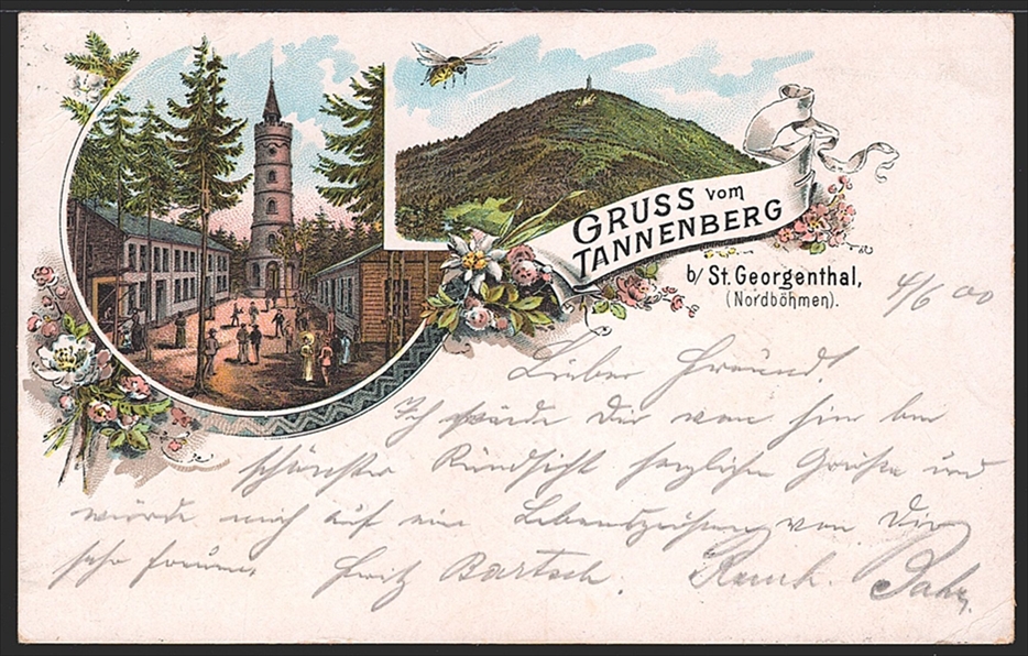 Lithographien, Österreich, Böhmen, Gruss vom TANNENBERG, 2 Bilder, 1900