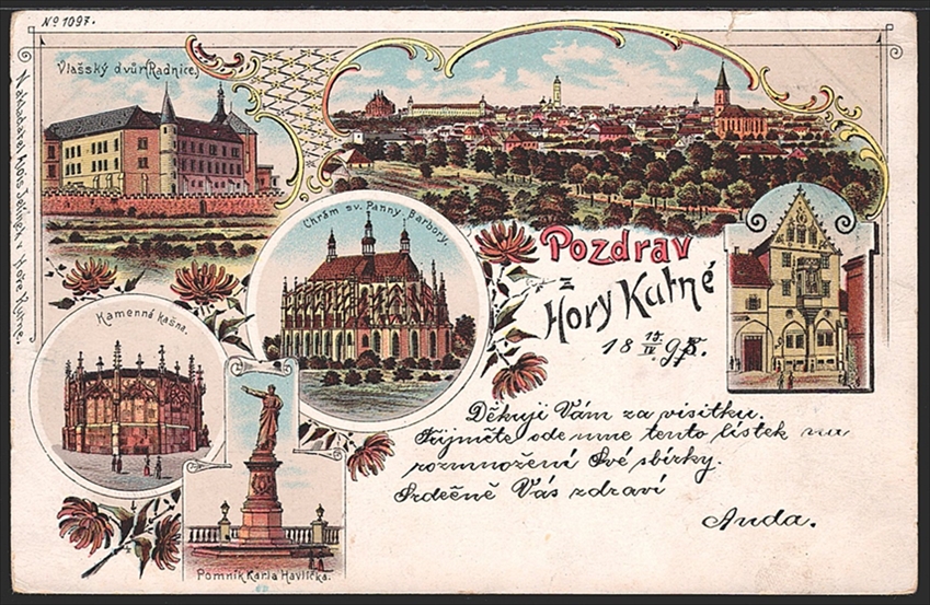 Lithographien, Österreich, Böhmen, Pozdrav z KUTNA HORY, 6 Bilder, 1898, minimes Risschen