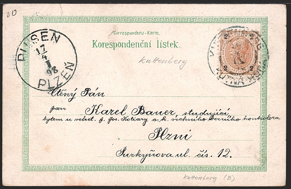 Lithographien, Österreich, Böhmen, Pozdrav z KUTNA HORY, 6 Bilder, 1898, minimes Risschen – Bild 2
