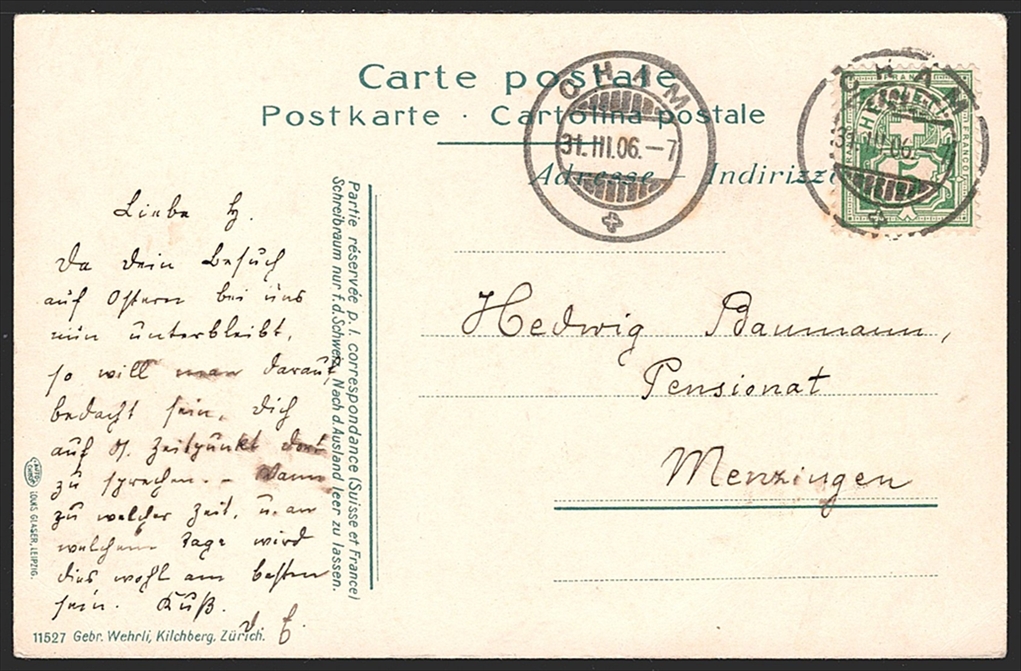 Lithokarten, Zug, von der neuen Pfarrkirche gesehen, 1906 – Bild 2