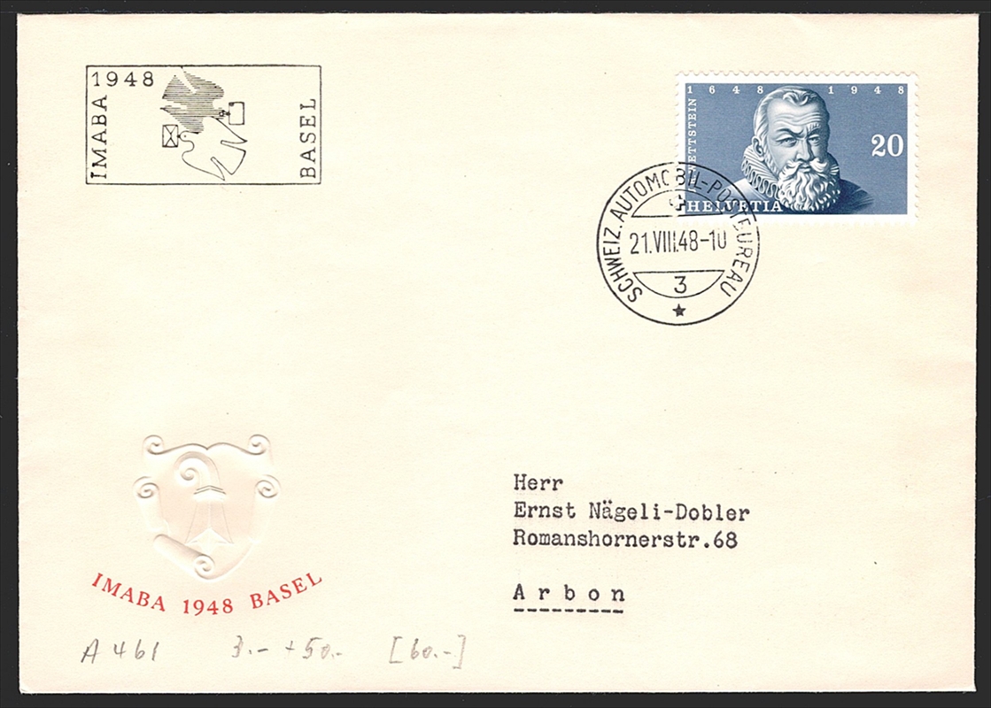 Schweiz, Blocks, aus IMABA-Block, Nr.30, portogerecht auf Brief, Stempel AUTOMOBIL-POSTBUREAU