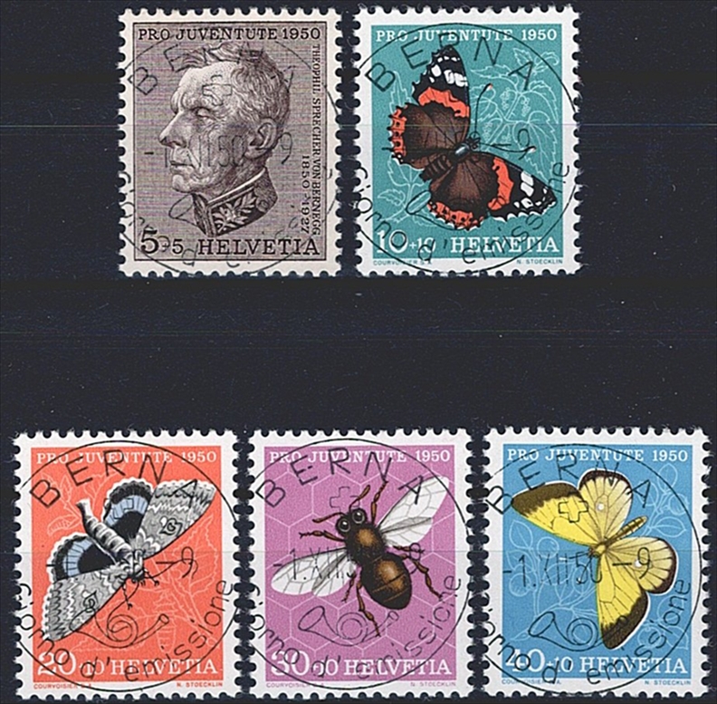 Schweiz, Pro Juventute, Nr.133-137, ET-Voll-Stempel i BERNA, mit Gummi **