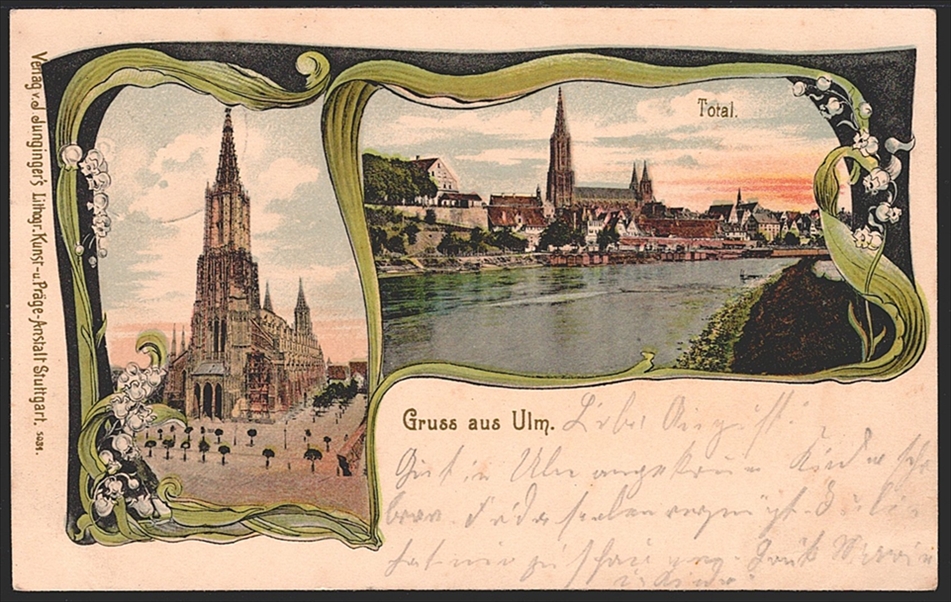 Deutschland, Lithographien, Gruss aus ULM, 2 Bilder, 1905