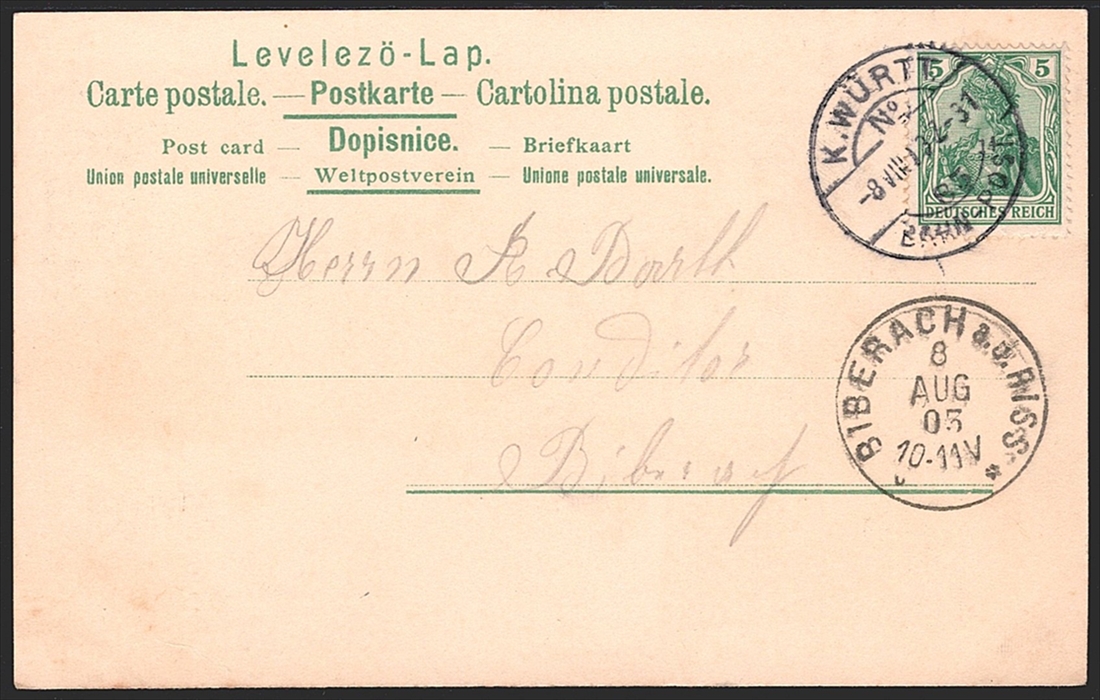 Deutschland, Lithographien, Gruss aus ULM, 2 Bilder, 1905 – Bild 2
