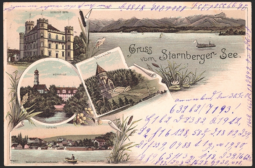 Deutschland, Lithographien, Gruss vom Starnbergersee, 5 Bilder, 1900