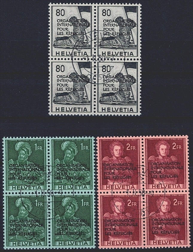 Schweiz, Ämter, OIR-Nr.1-8, 1950, komplette Serie im Viererblock, Esttag Stempel – Bild 2