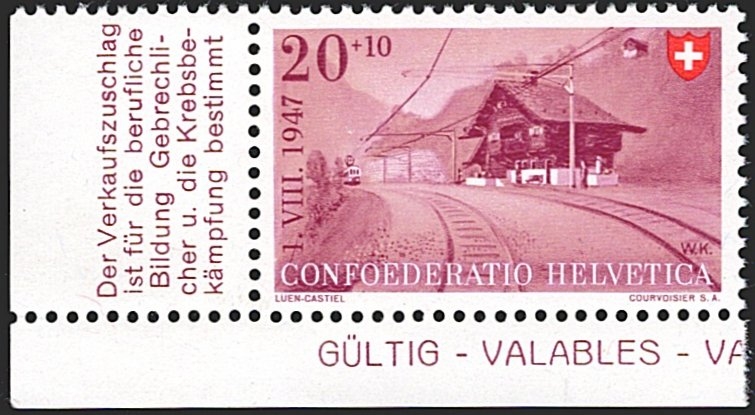 Schweiz, Abarten, Pro Patria, Nr.36.2.01, Strich von C durch 1 links unten
