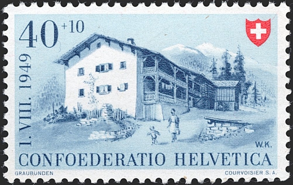 Schweiz, Abarten, Pro Patria, Nr.45.2.01/3, defekter Fensterladen und fehlender Berg links