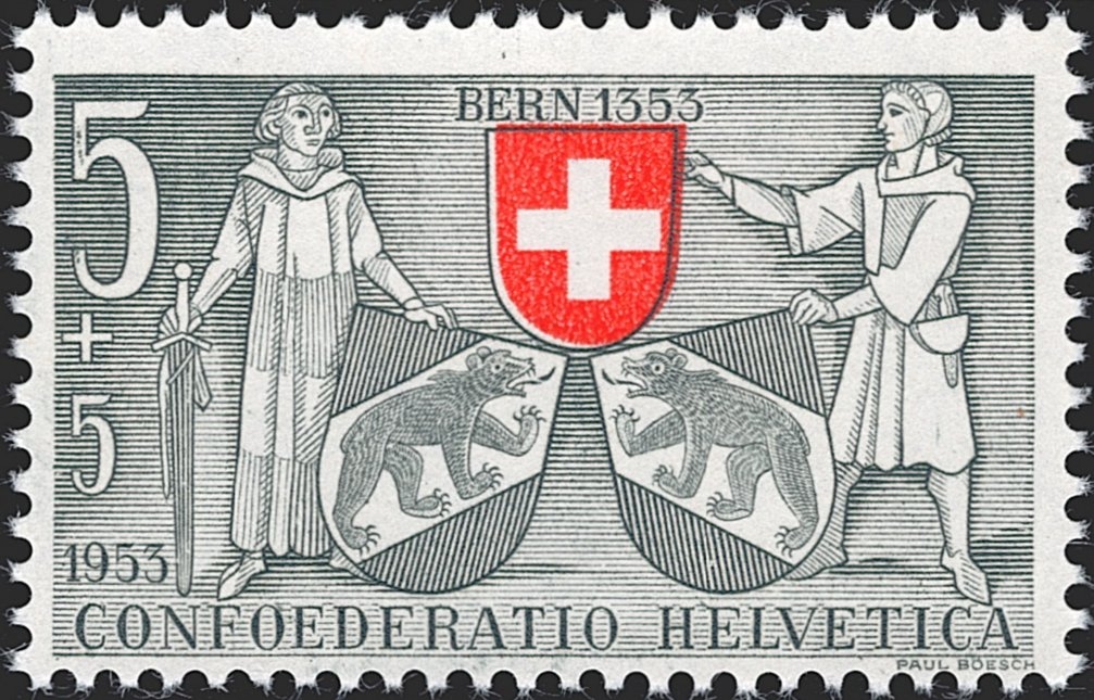 Schweiz, Abarten, Pro Patria, Nr.61.2.04, Spuren einer Doppelprägung in der 5