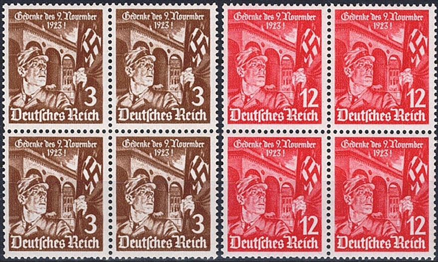 Deutschland, Deutsches Reich,Sondermarken, Nr.598x-599x, im Viererblock