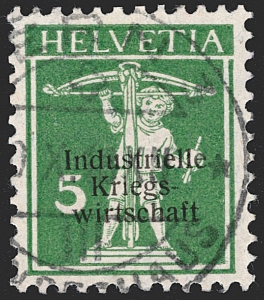 Schweiz, Dienst, IKW, 5Rp.grün, Nr.2, signiert "Zst", BERN