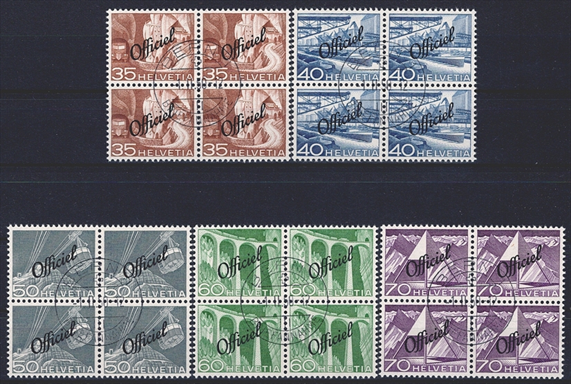 Schweiz, Dienst, Verwaltungsmarken, Nr.65-75, komplette Serie, im Viererblock, ET gestempelt11 Werte – Bild 3