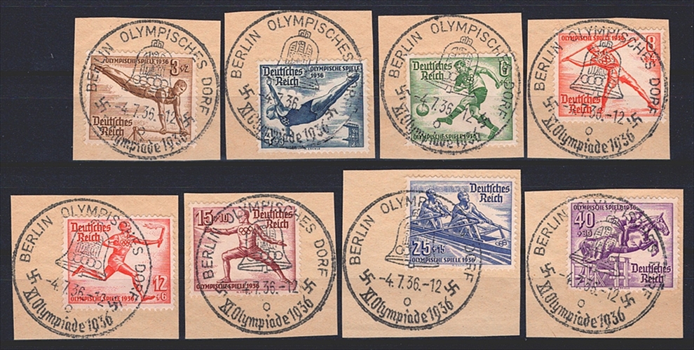 Deutschland, Deutsches Reich, Nr. 609-616, Olympiade, komplette Serie, einheitliche Sonderstempel