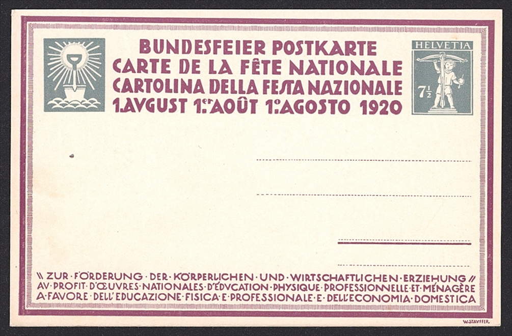Schweiz, Bundesfeierkarten, 1920, Nr.31, Käser