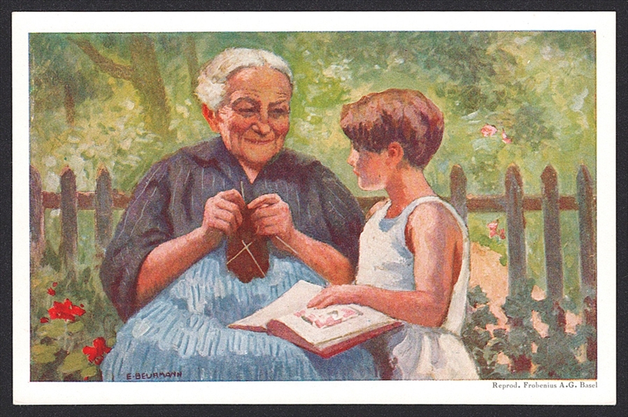 Schweiz, Bundesfeierkarten, 1928, Nr.47II, Grossmutter mit Mädchen – Bild 2