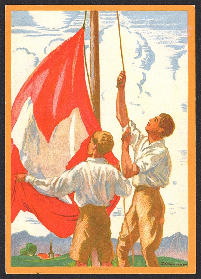 Schweiz, Bundesfeierkarten, 1929, Fahnenaufzug, Nr.49, gestempelt 1.VIII BECKENRIED – Bild 2