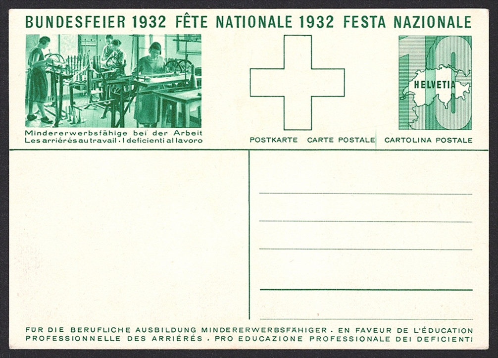 Schweiz, Bundesfeierkarten, 1932, Rütlischwur, Nr.55e, Bild "Stickerei"