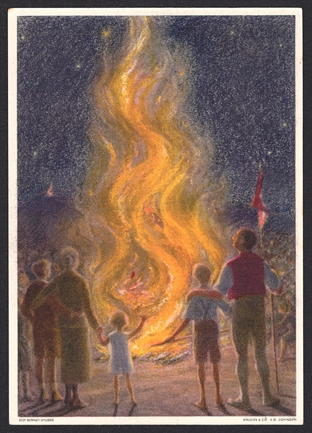 Schweiz, Bundesfeierkarten, 1934, Augustfeuer, Nr.60c, Bild "Haushaltungsschule" – Bild 2
