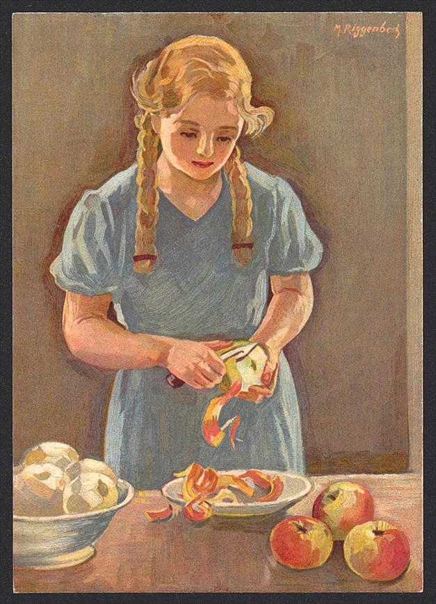 Schweiz, Bundesfeierkarten, 1934, Mädchen, Nr.59b, Bild "Gartenarbeit", gestempelt 1.VIII BECKENRIED – Bild 2