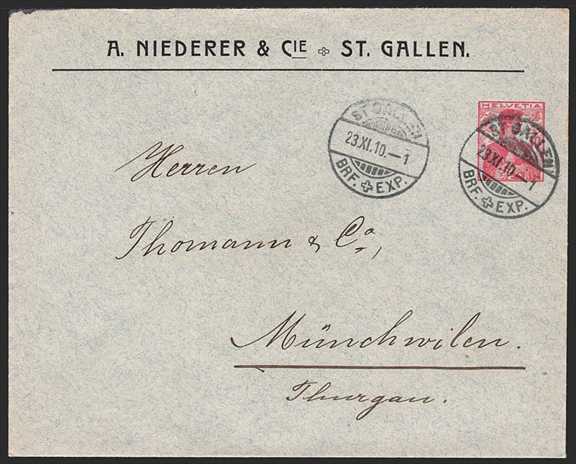 Schweiz, Ganzsachen, Privatganzsachen, PBU 011, Niederer & Cie., ST.GALLEN