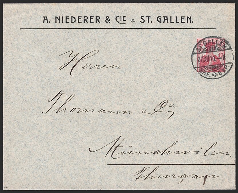 Schweiz, Ganzsachen, Privatganzsachen, PBU 011, Niederer & Cie., ST.GALLEN