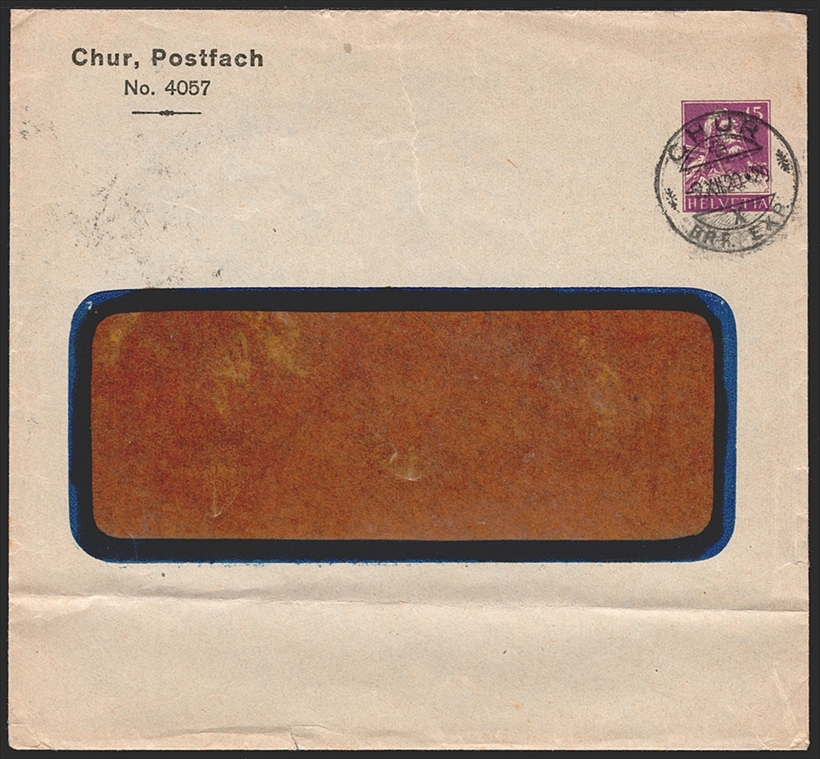 Schweiz, Ganzsachen, Privatganzsachen, PBU 040, Chur Postfach No.4057, CHUR, Umschlag gefaltet