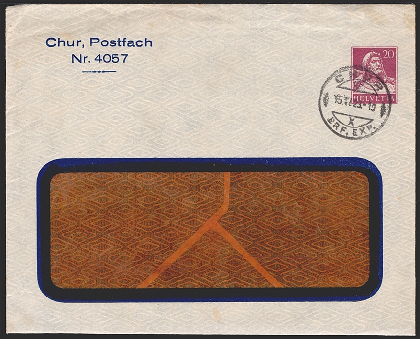 Schweiz, Ganzsachen, Privatganzsachen, PBU 040, Chur Postfach No.4057, CHUR, Umschlag gefaltet