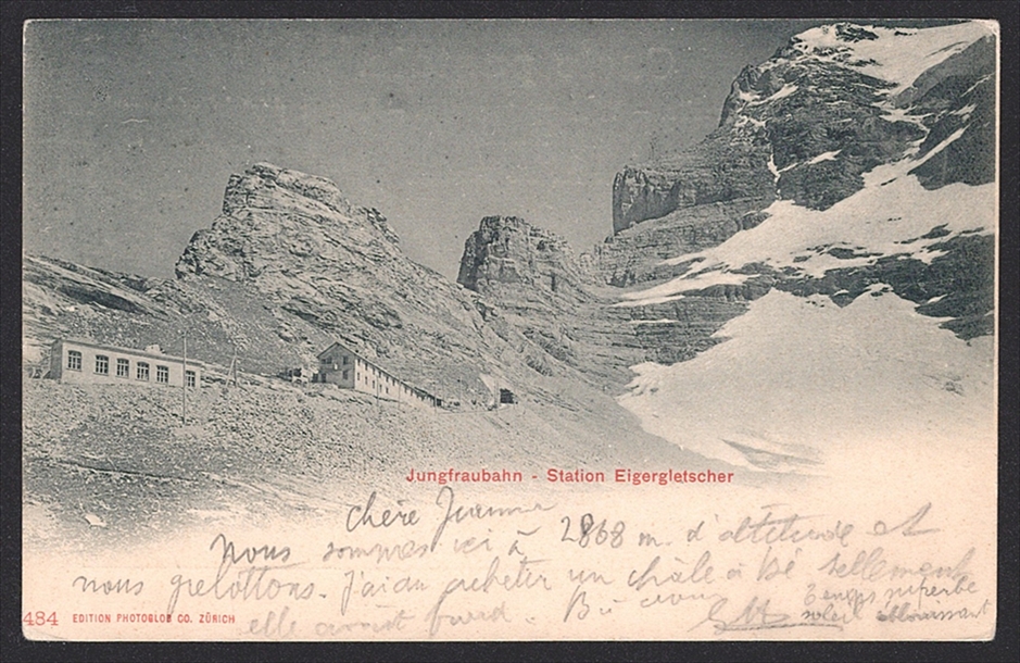 Ansichtskarten Schweiz, JUNGFRAUBAHN Station Eigergletscher, 1903