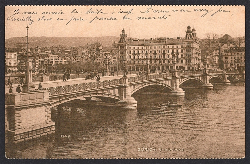 Ansichtskarten Schweiz, ZÜRICH Quaibrücke, 1915
