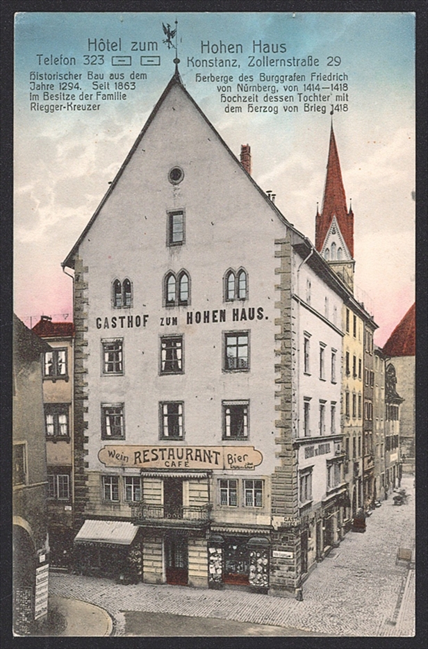 Lithographien Deutschland, KONSTANZ, Gasthaus zum hohen Haus, Farblitho, um 1900