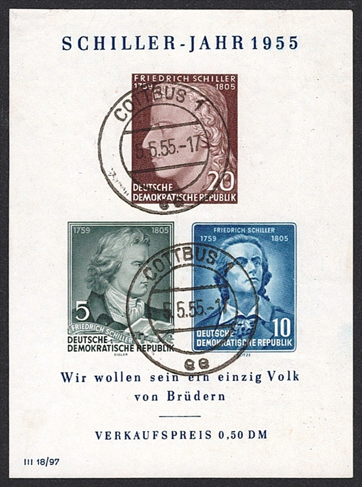 Deutschland, DDR, Schiller Jahr 1955, COTTBUS