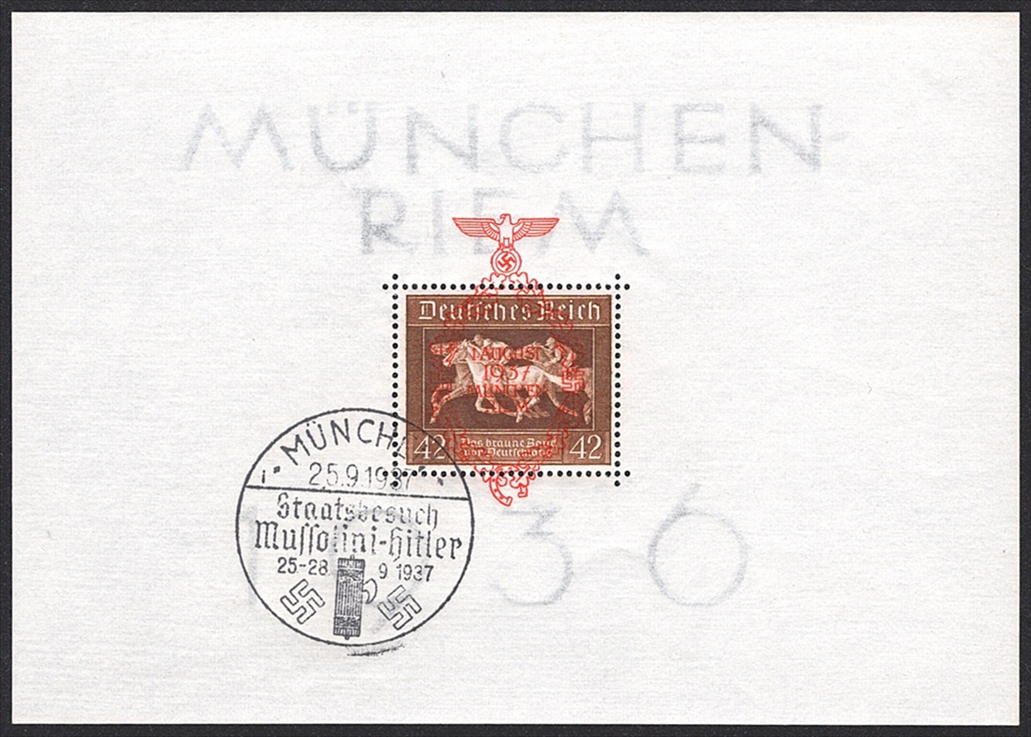 Deutschland, Deutsches Reich, Das braune Band,1937, Bl.10, Sonderstempel MÜNCHEN