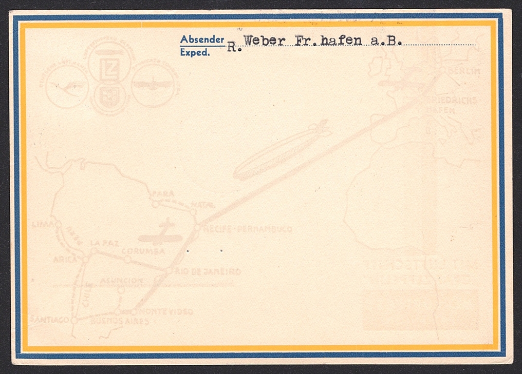 Deutschland, Zeppelin, Fahrt in die Schweiz 1934, Bordpost, Abwurf Zürich – Bild 2
