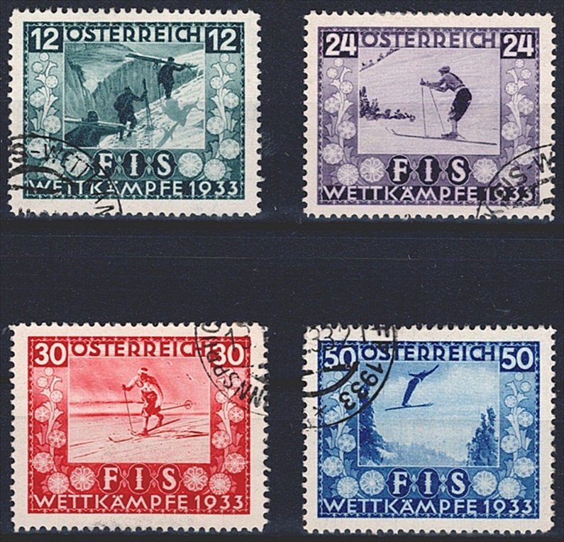 Österreich, Nr.551-554, FIS-Wettkämpfe, komplette Serie, Sonderstempel